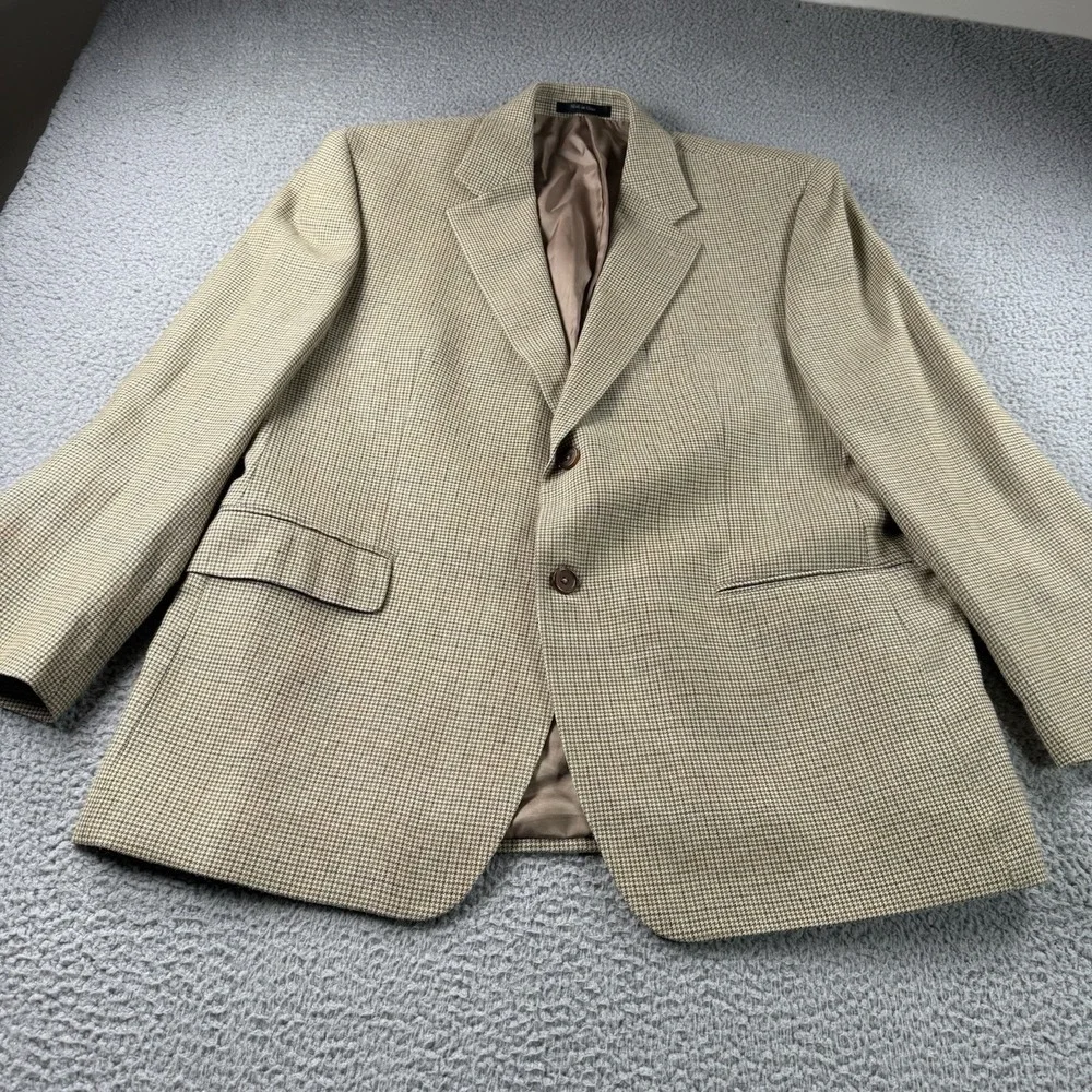 Lauren Ralph Lauren Mens Blazer 42S Houndstooth Silk Wool Blend Sport Jacket EUC